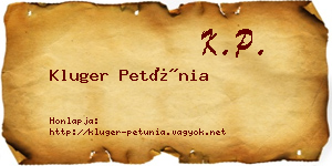 Kluger Petúnia névjegykártya